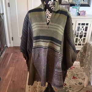 Multicolor Knit Poncho